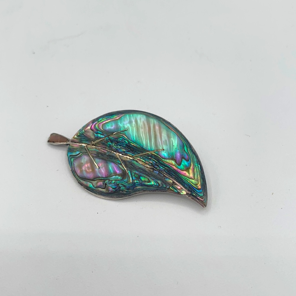 Sterling and Abalone Leaf Pin